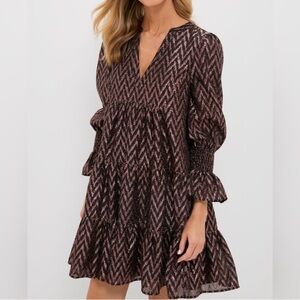 Tuckernuck Pomander Place Chevron Tiered Mini Dress - Rose Gold & Black